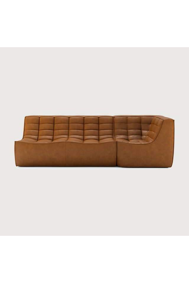 Brown Leather 2-Seater Modular Sofa | Ethnicraft N701 | Oroa.com