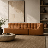 Brown Leather 2-Seater Modular Sofa – N701 – upholstered finish angled view