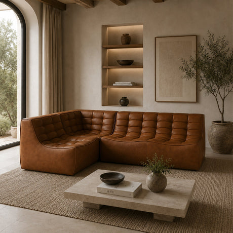 Brown Leather 3-Piece Modular Sofa – N701 – upholstered finish alternate view 12