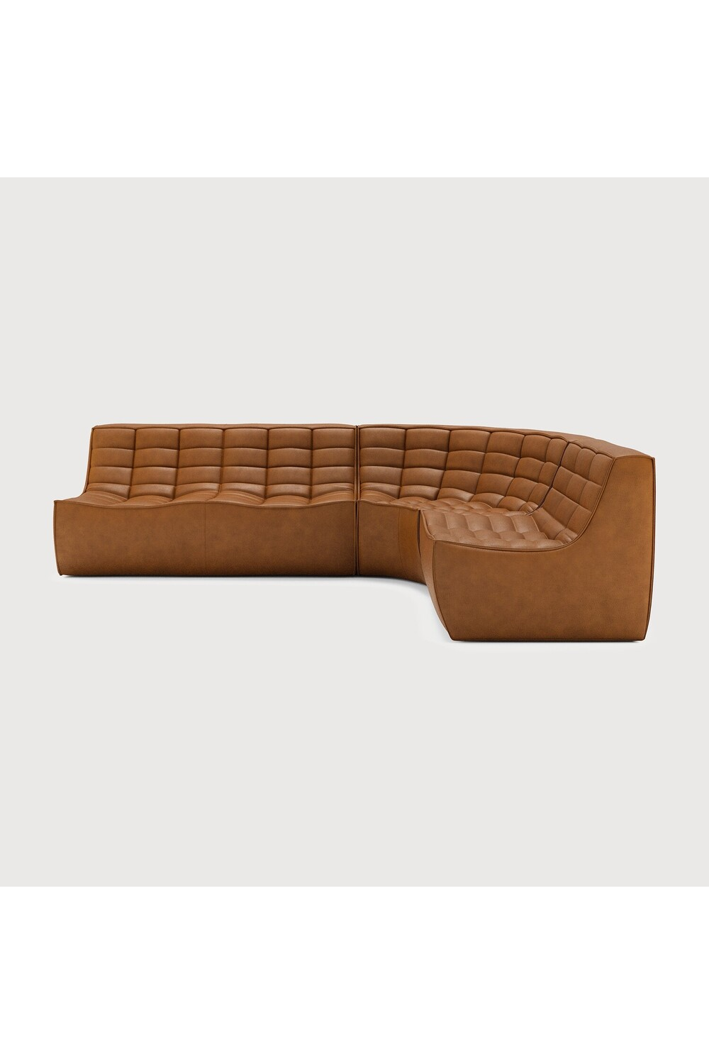 Brown Leather 3-Piece Modular Sofa – N701 – upholstered finish side profile