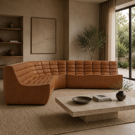 Brown Leather Modular Sofa Set – N701 – upholstered finish alternate view 12
