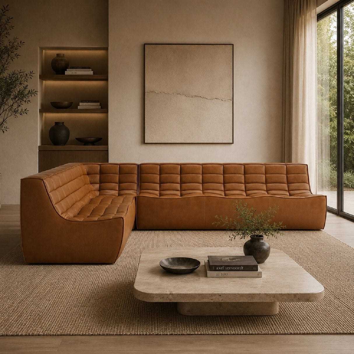 Brown Leather Modular Sofa – N701 – upholstered finish alternate view 13