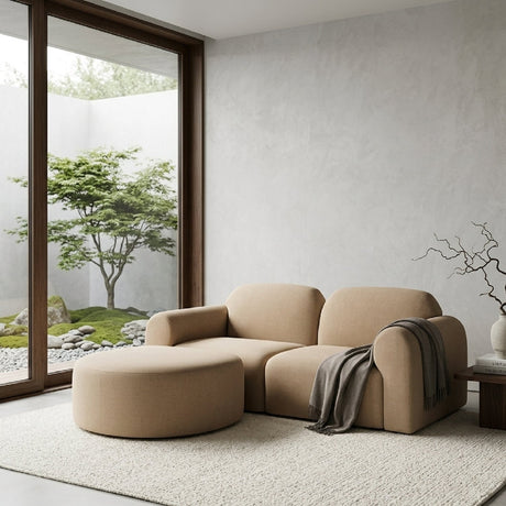 Modern European furniture - End Seater Sofa with Semi-Circle Footstool - www.oroa.com