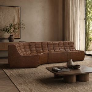   Dark Brown Leather 2-Seater Modular Sofa | Oroa.com
