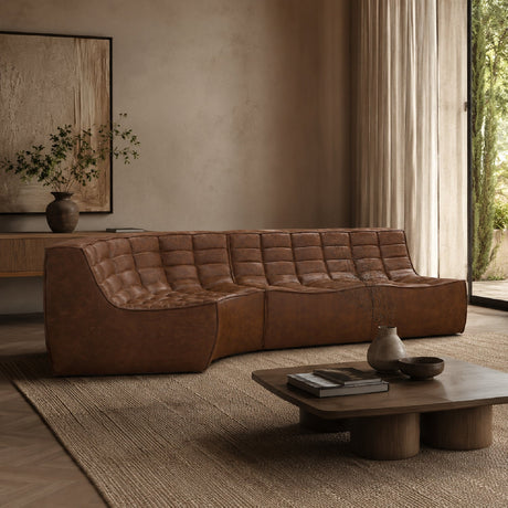 Dark Brown Leather 2-Seater Modular Sofa – N701 – upholstered finish alternate view 9