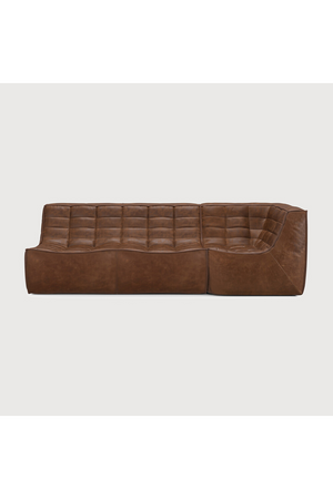 Dark Brown Leather 2-Seater Modular Sofa | Ethnicraft N701 | Oroa.com