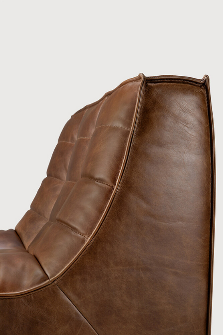 Dark Brown Leather 2-Seater Modular Sofa | Ethnicraft N701 | Oroa.com