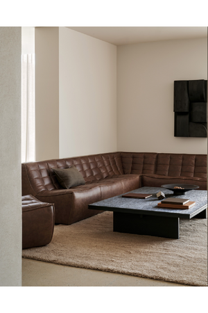 Brown Leather 3-Piece Modular Sofa | Ethnicraft N701 | Oroa.com