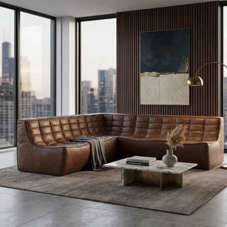 Dark Brown Leather Modular Sofa Set – N701 – upholstered finish alternate view 10