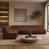 Dark Brown Leather Modular Sofa – N701 – upholstered finish angled view