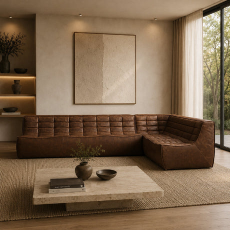 Dark Brown Leather Modular Sofa – N701 – upholstered finish alternate view 10