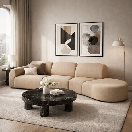 Modern European furniture - Curved Sofa with Semi-Circle Footstool - www.oroa.com