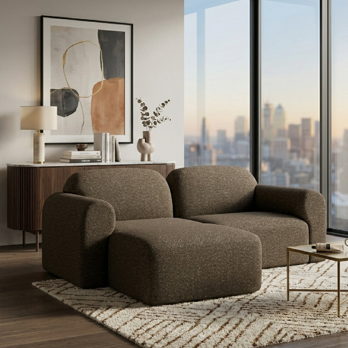   Modern European furniture - End Seater Sofa with Footstool  - www.oroa.com | Oroa.com