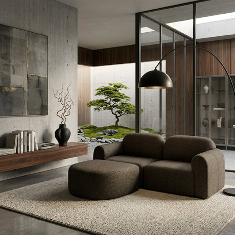 Modern European furniture - End Seater Sofa with Semi-Circle Footstool - www.oroa.com