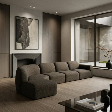 Modern European furniture - Curved Modular Sofa with Stool - www.oroa.com