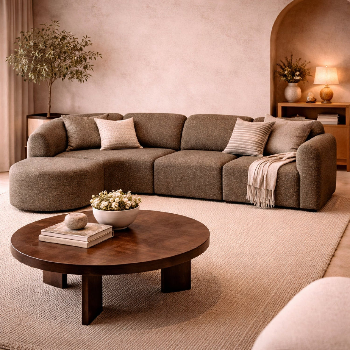 Modern European furniture - Modular Sofa Set with Semi-Circle Stool - www.oroa.com