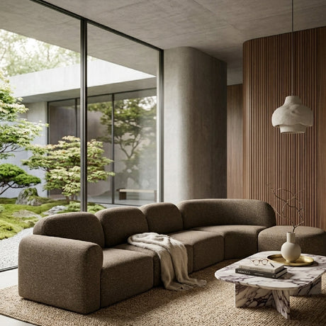 Modern European furniture - Modular Sofa Set with Semi-Circle Stool - www.oroa.com