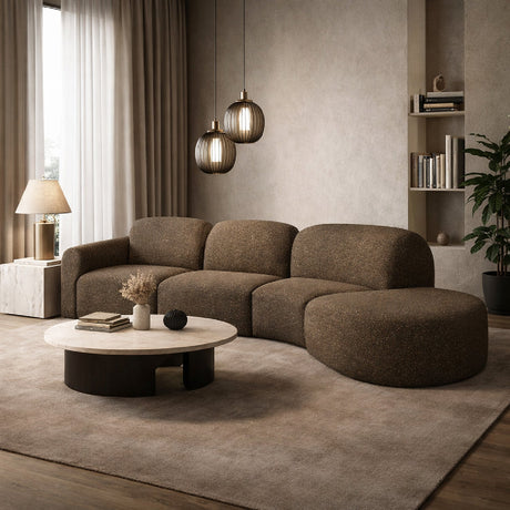 Modern European furniture - Curved Sofa with Semi-Circle Footstool - www.oroa.com