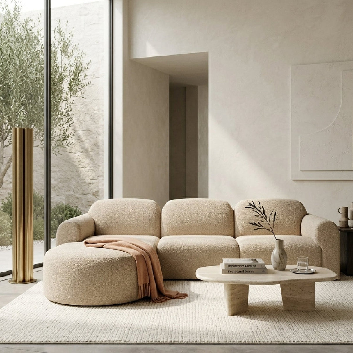 Modern European furniture - Modular Sofa with Semi - Circle Footstool - www.oroa.com