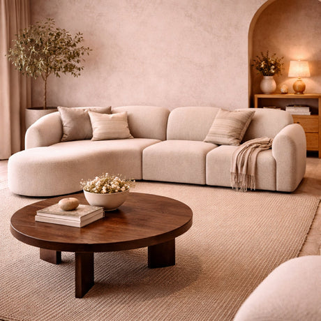 Modern European furniture - Modular Sofa Set with Semi-Circle Stool - www.oroa.com