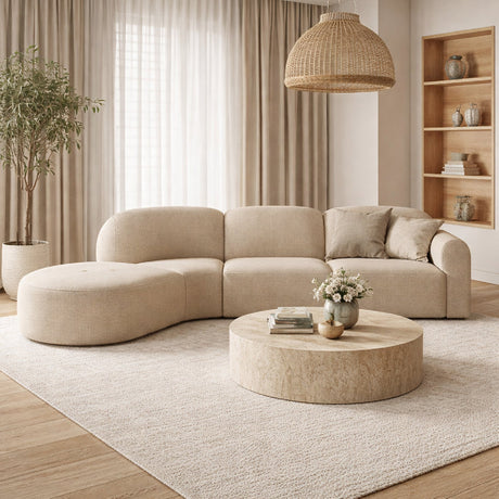 Modern European furniture - Curved Sofa with Semi-Circle Footstool - www.oroa.com