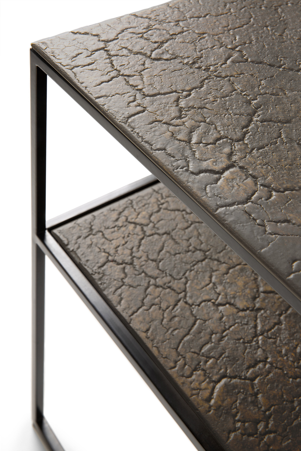 Metallic Side Table With Undershelf | Ethnicraft Pentagon │ Oroa.com
