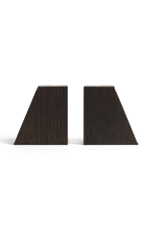 Varnished Mahogany Book Ends (2) | Ethnicraft Grooves | OROA.com
