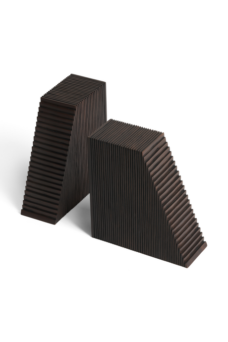 Varnished Mahogany Book Ends (2) | Ethnicraft Grooves | OROA.com