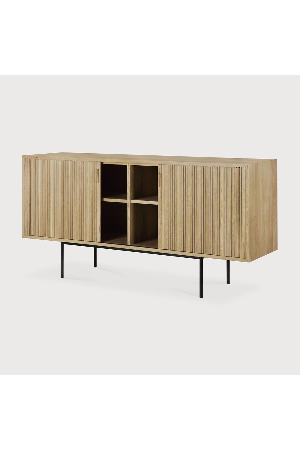 Sliding Door Oak Sideboard – Roller Max – oak finish side profile