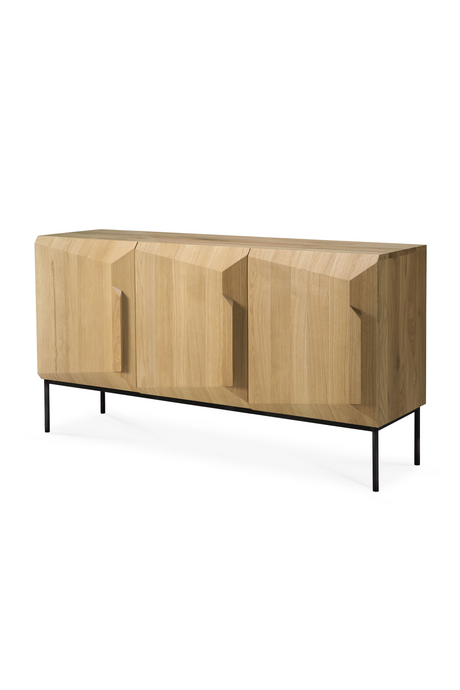 Carved Oak Sideboard – Stairs – oak finish angled view