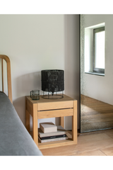 Oiled Oak Bedside Table – Azur – oak finish angled view