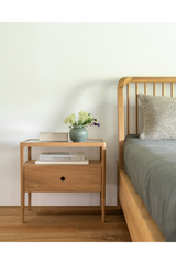 Glass Top Teak Nightstand | Ethnicraft Spindle | Oroa.com
