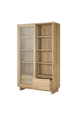 Oak Sliding Door Cabinet – Wave – oak finish side profile