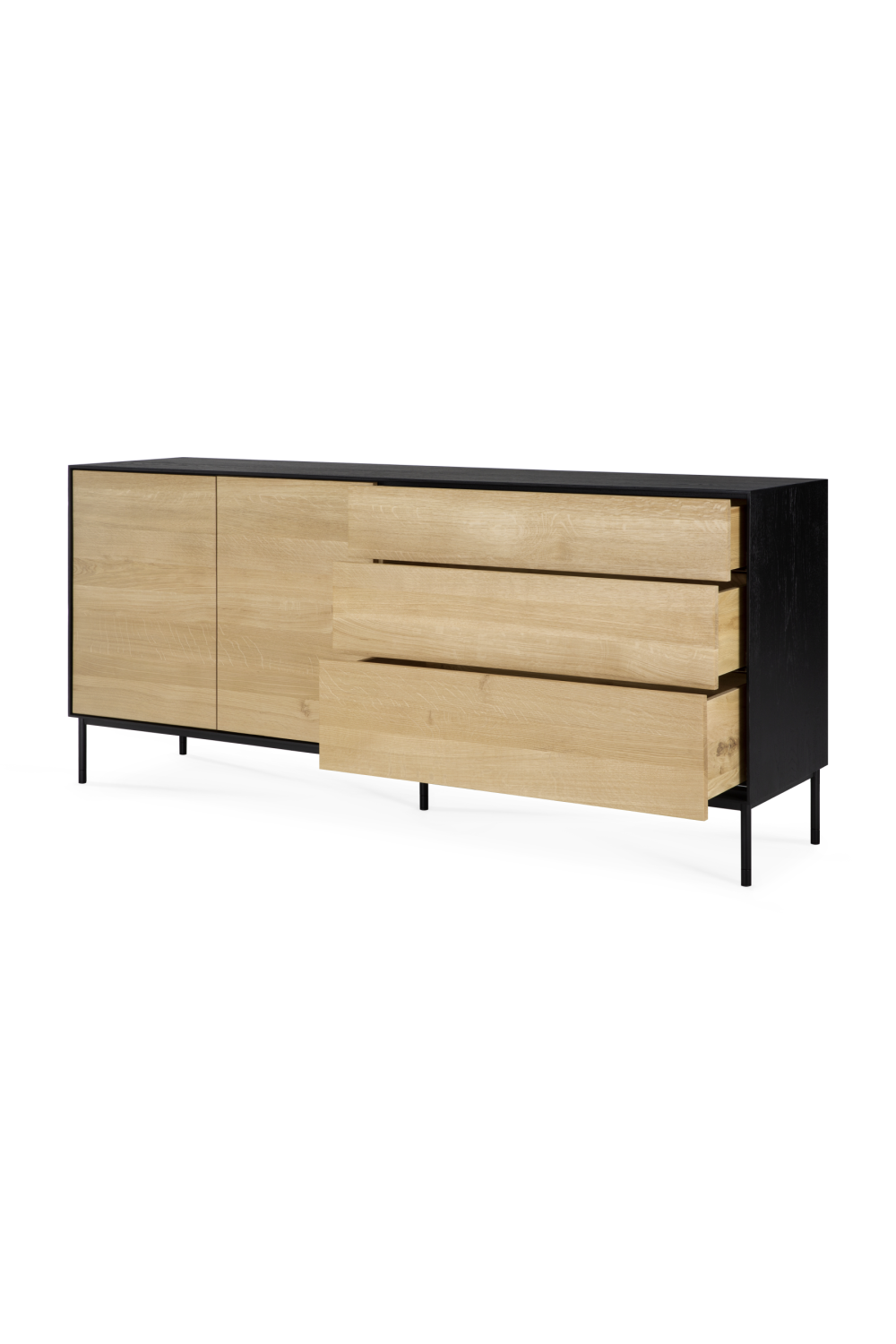 Varnished Oak Sideboard – Blackbird – oak finish side profile