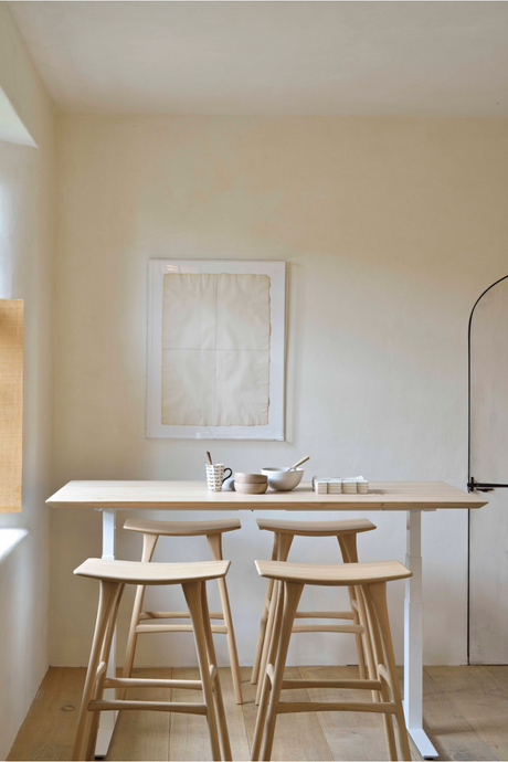 White Metal Adjustable Desk Base | Ethnicraft Bok | Oroa.com