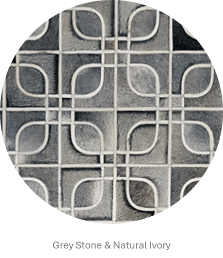 EYES – Geometric Cowhide Rug with Curved Motif