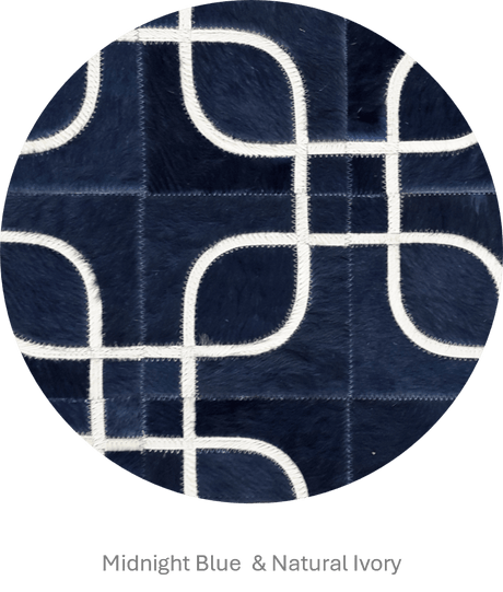 EYES – Geometric Cowhide Rug with Curved Motif