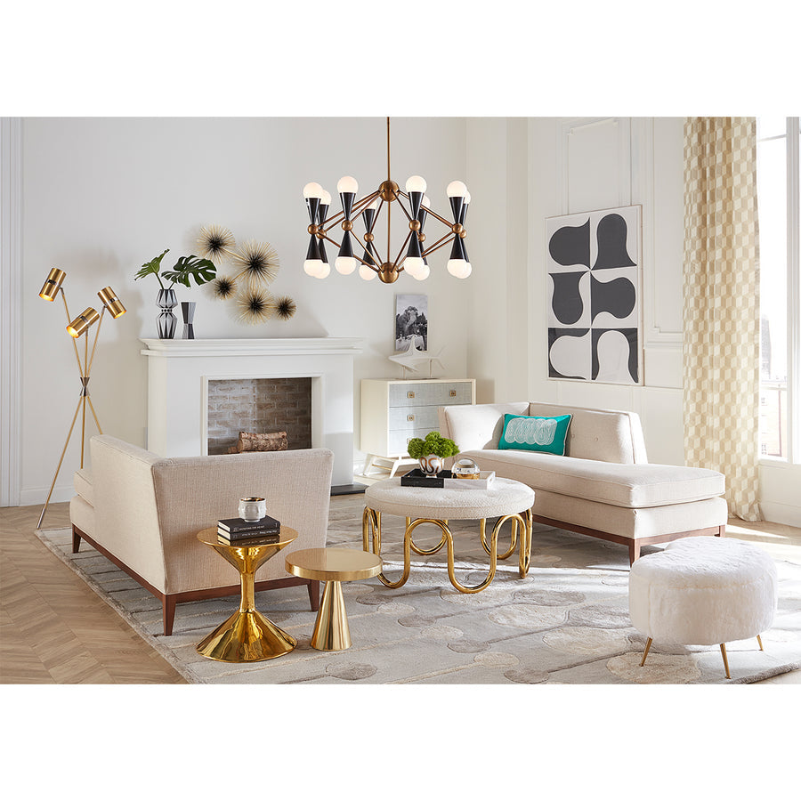 Brass Legs Upholstered Ottoman | Jonathan Adler Kidney | Oroa.com