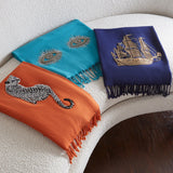 Bead Embroidered Orange Throw | Jonathan Adler Leopard | Oroa.com