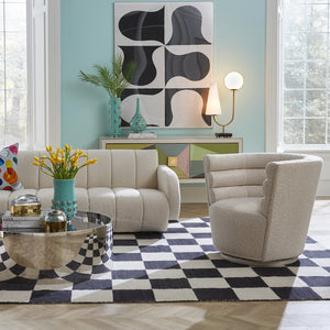 Channeled Bouclé Swivel Club Chair | Jonathan Adler Maxime | Oroa.com