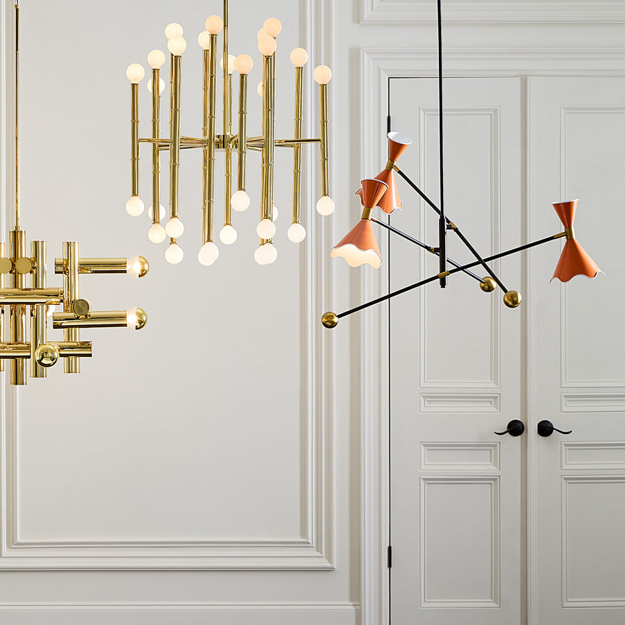 Bamboo Detail Brass Chandelier | Jonathan Adler Meurice | Oroa.com