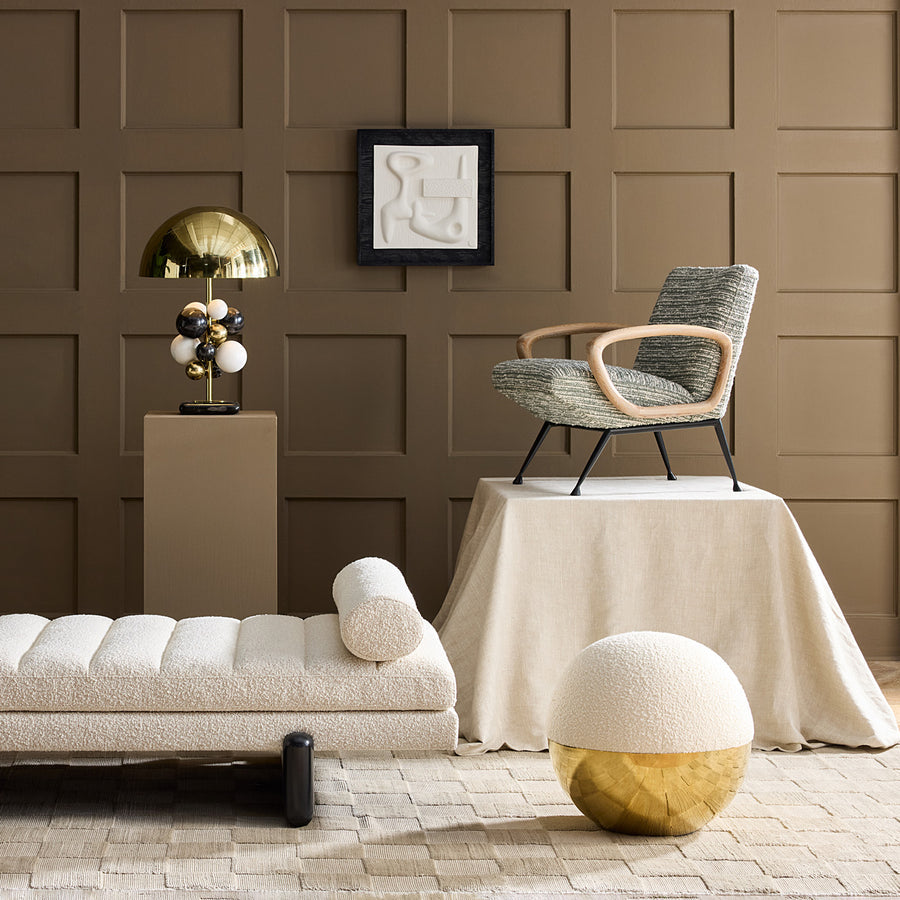 Honed Brass Round Tuffet | Jonathan Adler Alphaville | Oroa.com