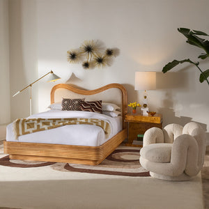 Wavy Back Bouclé Swivel Chair | Jonathan Adler Serpentine | Oroa.com