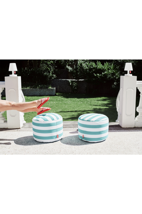 Blue Stripes Outdoor Ottoman | Fatboy Point | OROA.com