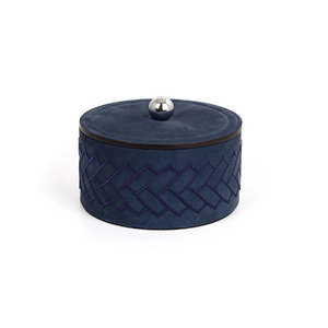 Round Embroidered Leather Box | Pinetti Lily | OROA.com