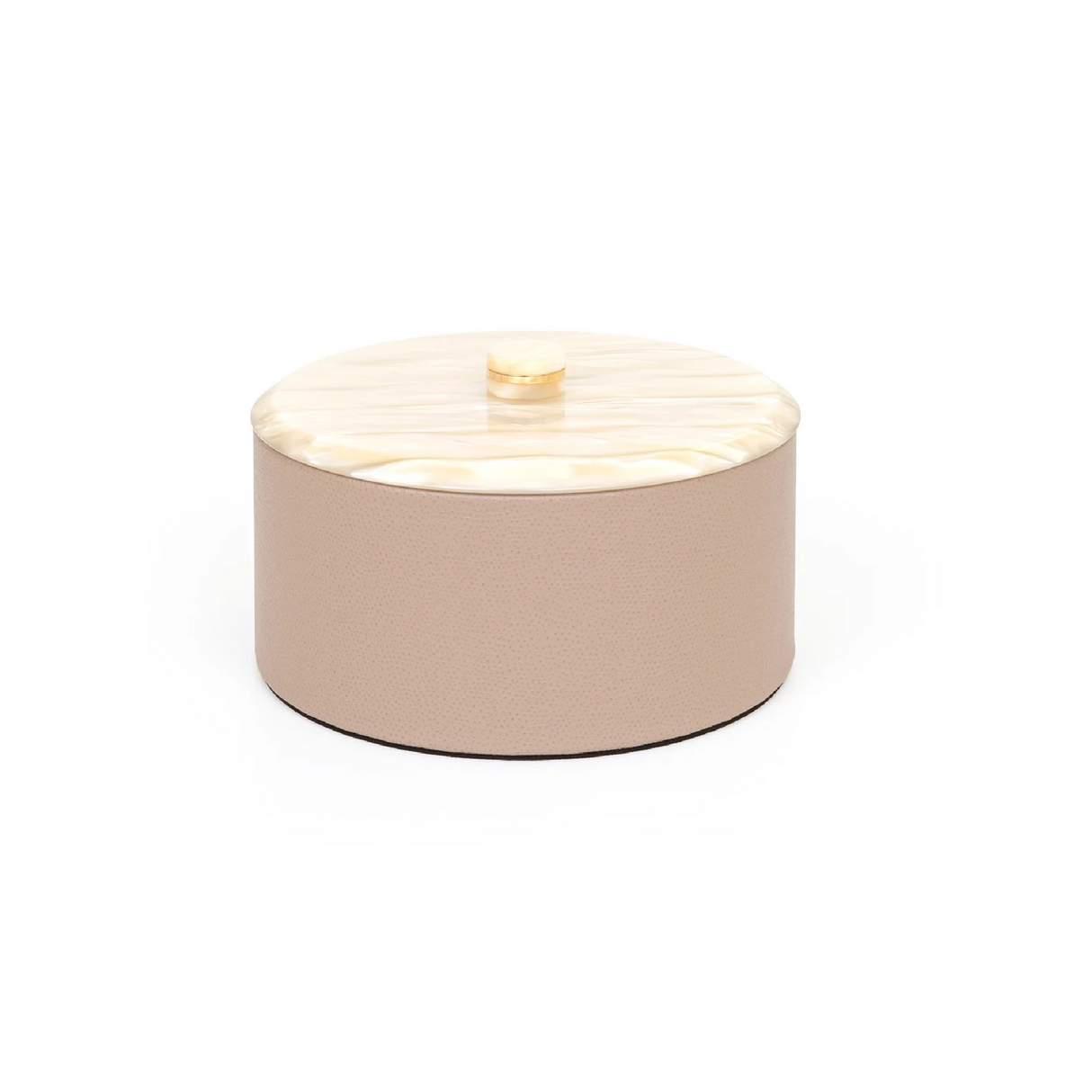 Leather Round Lidded Box | Pinetti Kelly | OROA.com