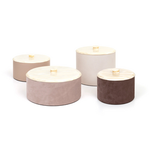 Leather Round Lidded Box | Pinetti Kelly | OROA.com