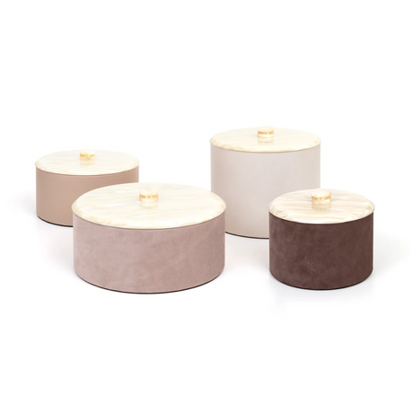   Leather Round Lidded Box | Oroa.com
