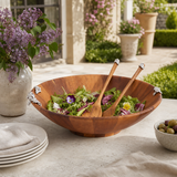 Lilacs Wood Salad Bowl and Servers - OROA