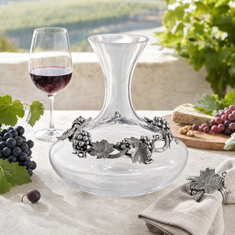 Premium Pewter & Glass Grape Wine Decanter - OROA